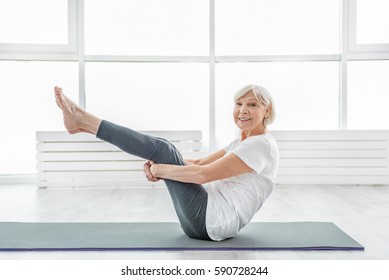 Fit Old Lady Enjoying Workout