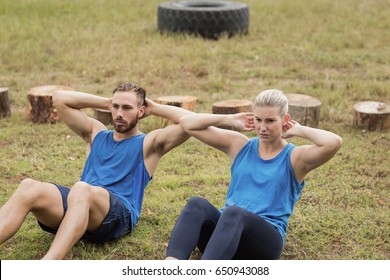 Fit People Performing Crunches Exercise Boot Stock Photo 650943088 ...