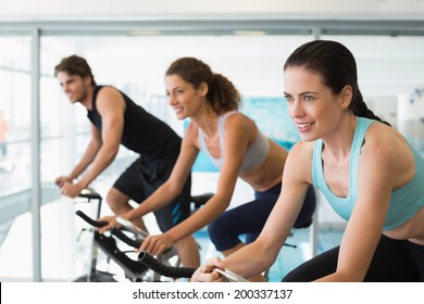 Fit People In A Spin Class At The Gym