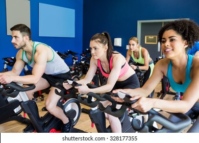 Fit People In A Spin Class At The Gym