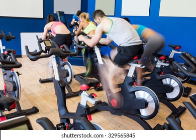 Fit People In A Spin Class At The Gym