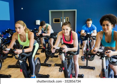 Fit People In A Spin Class At The Gym