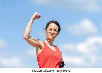 Fit Woman Happy Of Victory.