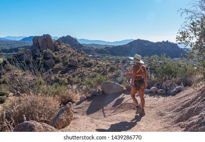 Fit Woman Hiking Pinnacle Peak Desert Trail In Scottsdale Arizona 