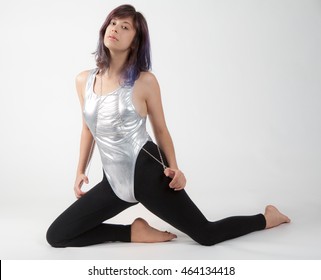 silver leotard