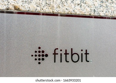 Fitbit Sign On HQ Facade. Fitbit, Inc. Is An American Company That Produces Wireless-enabled Wearable Technology Devices For Activity Tracking - San Francisco, California, USA - 2020