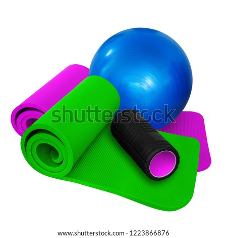  Fitness ball  -  mats  and black roll