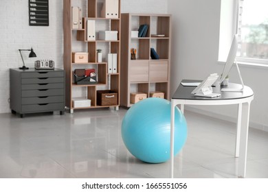 Fitness Ball Near Workplace In Office