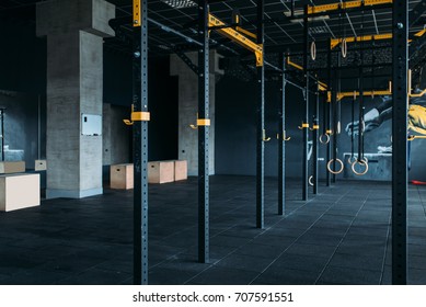 Fitness club interior. Gym nobody