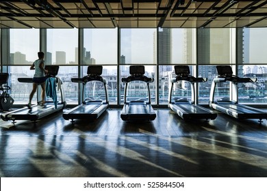 Fitness Club In Luxury Hotel Interior.