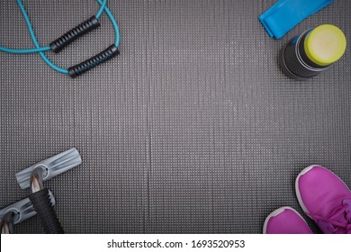 Fitness Elements On A Grey Mat