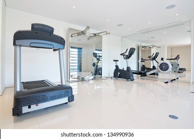 Fitness Gym At Home. With Exercise Equipment.