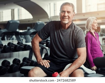 Fitness, gym and portrait of senior man with water bottle for training, exercise and workout. Sports, retirement and person with vitamins, minerals and liquid for wellness, health and - Powered by Shutterstock