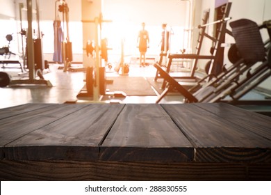 Fitness Gym And Wooden Desk Space