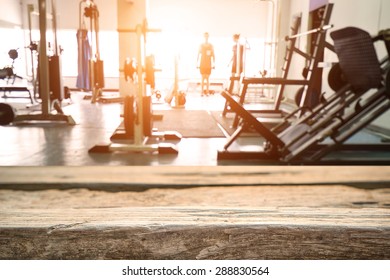 Fitness Gym And Wooden Desk Space