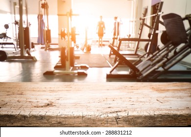 Fitness Gym And Wooden Desk Space