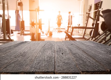 Fitness Gym And Wooden Desk Space