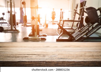 fitness gym and wooden desk space