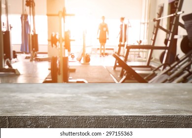 Fitness Gym And Wooden Desk Space