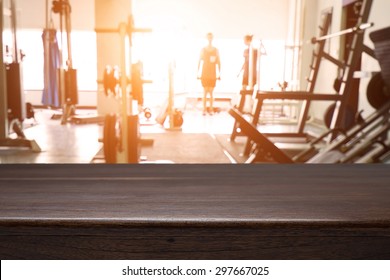 Fitness Gym And Wooden Desk Space