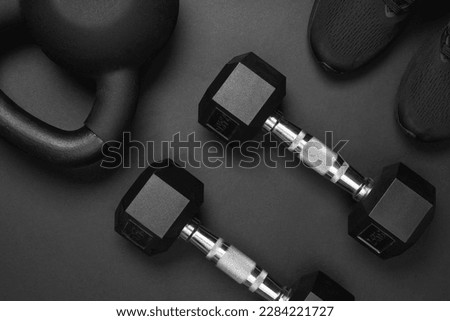 fitness items. sports equipment on color background. Fitness and healthy living, wellness concept. Sports Concept. Gym equipment on color background. Different items for fitness and workout. top view.