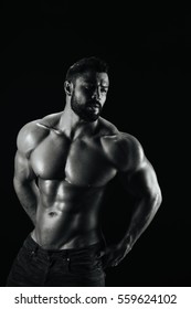 Fitness Handsome Shirtless Man Standing On Stock Photo 559623424 ...