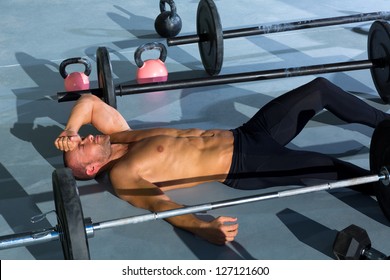 Fitness Man Tired Relaxed After Workout Exercise