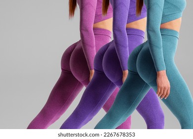 Fitness model in leggings with beautiful buttocks. Sporty booty - Shutterstock ID 2267678353