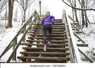 A Fitness Running Woman In Winter Season