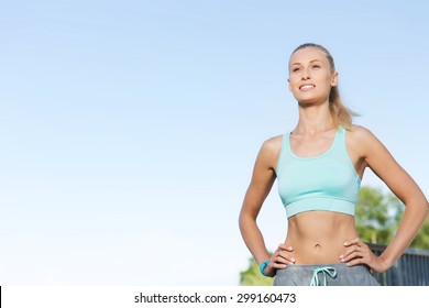 Fitness, Sport, Friendship And Healthy Lifestyle Concept - Happy Young Woman Exercising Outside