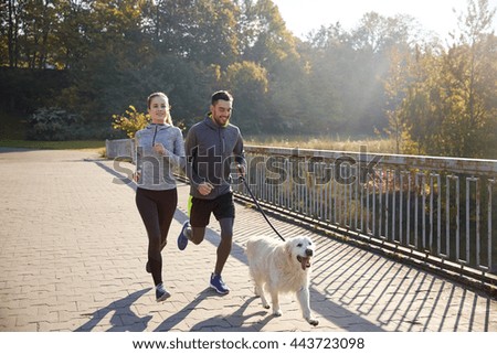 Similar – Foto Bild Labrador mit jungen Frau im Wald