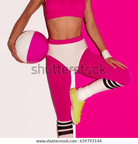 Fitness training vibration. Soccer. Pop art style. Fashion girl