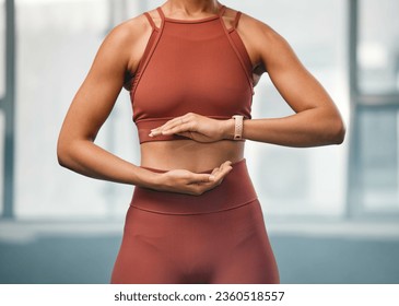 Fitness, woman and hands in spiritual tai chi training, exercise or yoga for healthy mind and body at the gym. Female holding ball of energy in practice for healing, chakra or balance for wellness - Powered by Shutterstock