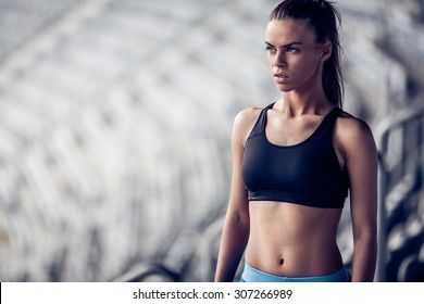 Fitness woman on stadium