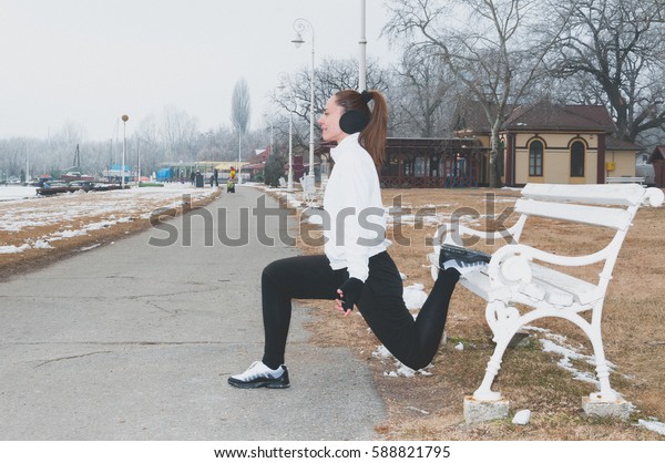 Fitness Woman One Leg Squat On Stock Photo Edit Now 588821795