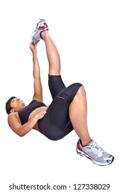 Fitness Woman Stretching Hamstring While Lying On Floor