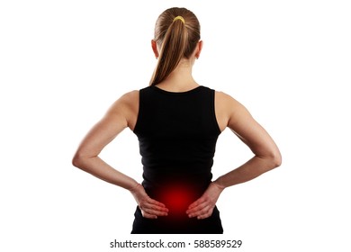 Fitness Woman Suffering From Lumbar Pain. 