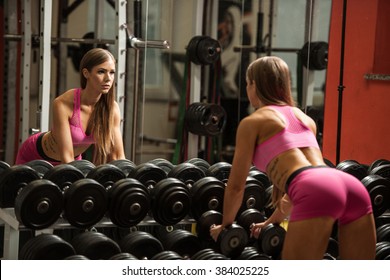 Fitness Workout - Popular Beautiful Young Woman Workout In Fitness Gym, Training Body Building For Bikini Fitness Category Competition