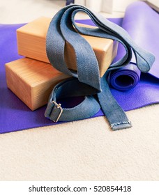 Fitness Yoga Pilates Equipment Props On A Carpet