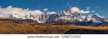 Fitz Roy mountain panorama, in the Southern Patagonia, on the border between Argentina and Chile.