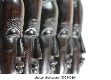 Five African wooden masks - Shutterstock ID 330543164