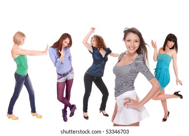 Five Beautiful Girls Over White Background Stock Photo 53346703 ...