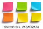 five blank sticky notes isolated on white background. Discuss business