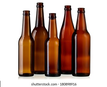 Five Brown Empty Beer Bottles 