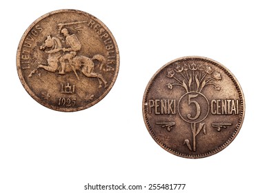 Five Centai coin from Lithuania 1925.
