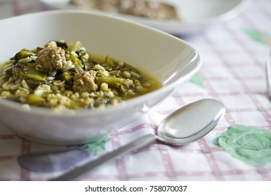 Five Cereal Escarole Soup - Grain, Spelled, Barley, Oats, Rice