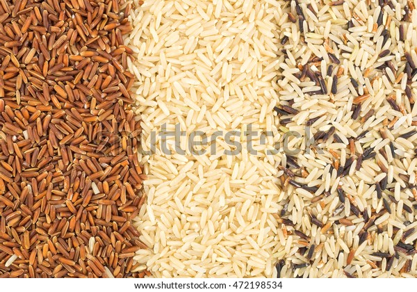 Five Difference Types Rice Texture Background Stock Photo 472198534 ...