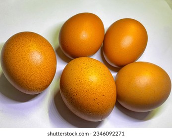 Five Eggs on white background