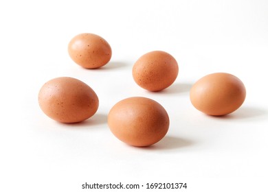 Five Eggs On White Infinity Cove Background