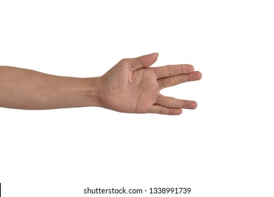 Five Fingers Spread Out On White Background.